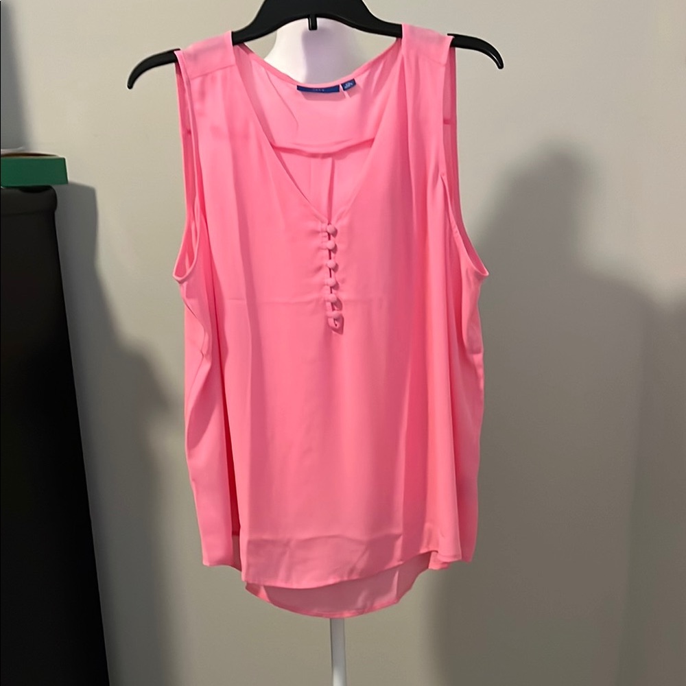 Pink Buttoned Sleeveless Tank Top